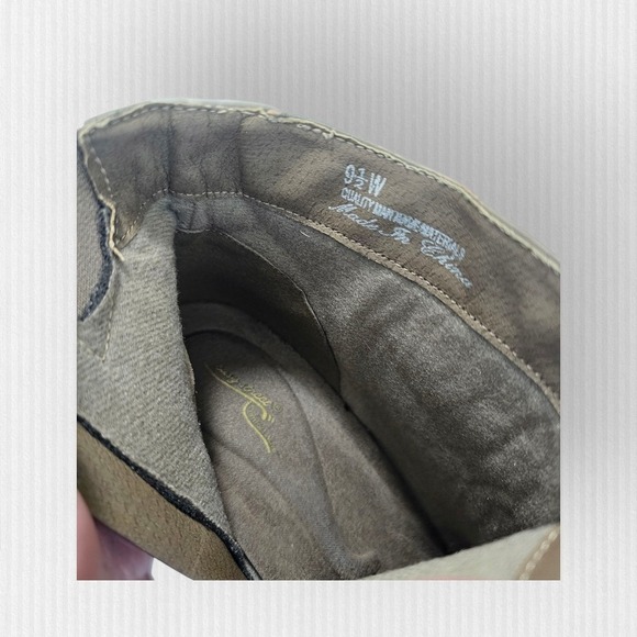 Womens Taupe Faux Suede Ankle Boots Buckle Straps Low Block Heel Side Zip 9.5 W - Picture 11 of 11